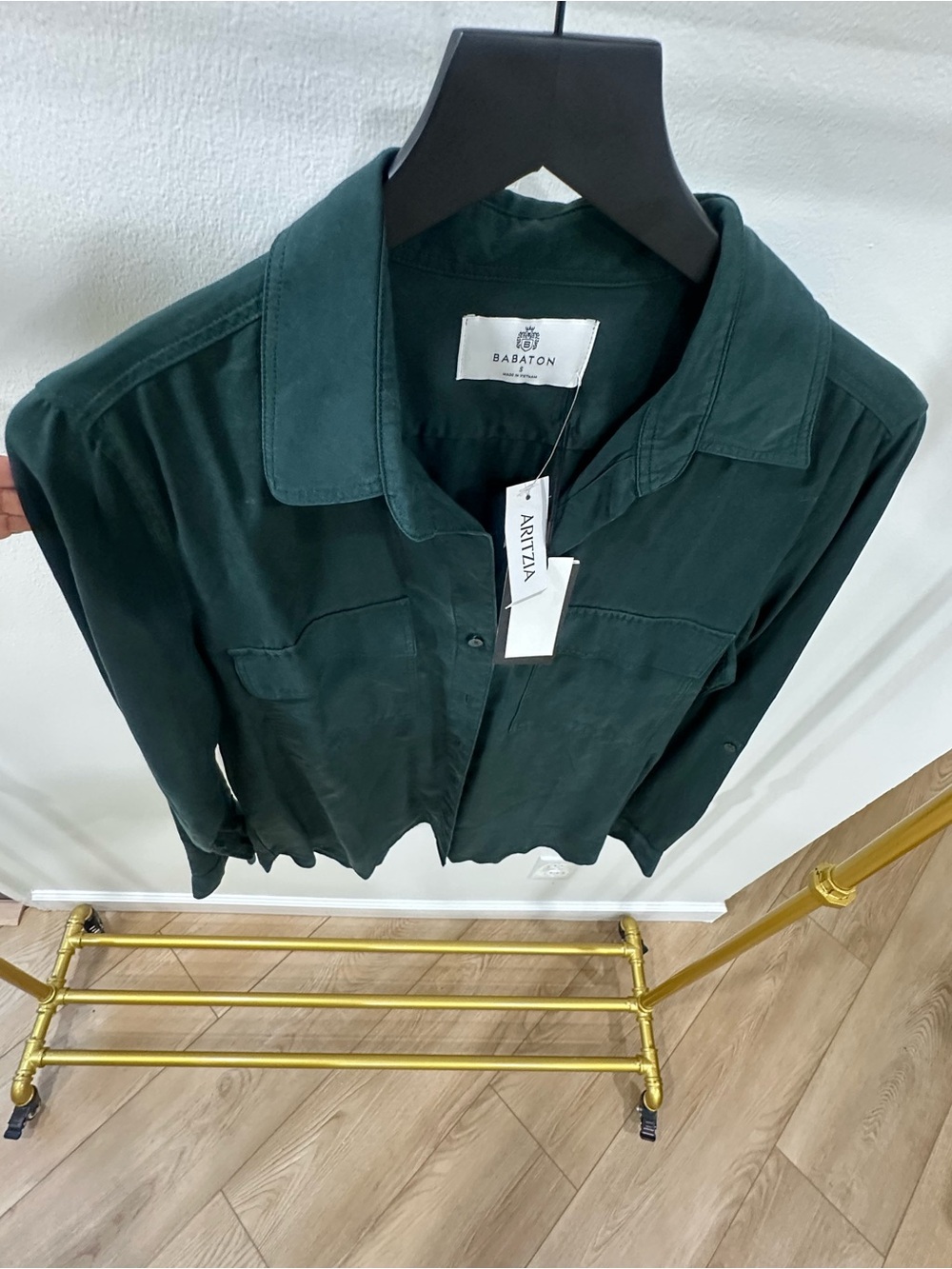 Aritzia Babaton Dark Teal Button-Down Shirt